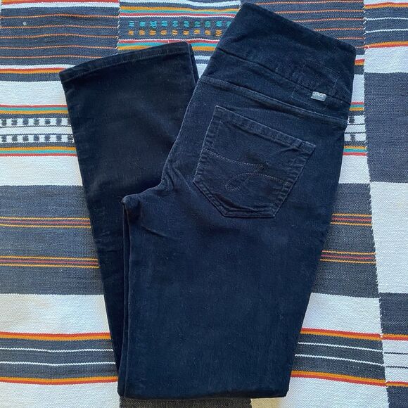 Y2K Jag Black Corduroy Pull On Pants. Size 27/28. High Rise Straight. No Fade. - Picture 1 of 9